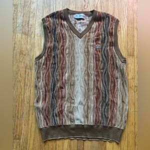 SUPERIOR Brown V-Neck Sweater with Ribbed Trim